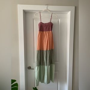Cottagecore smocked floral maxi dress